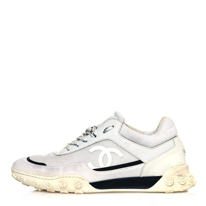 Chanel Calfskin Mesh Lycra Womens Logo Sneakers 39 White 1 of 7