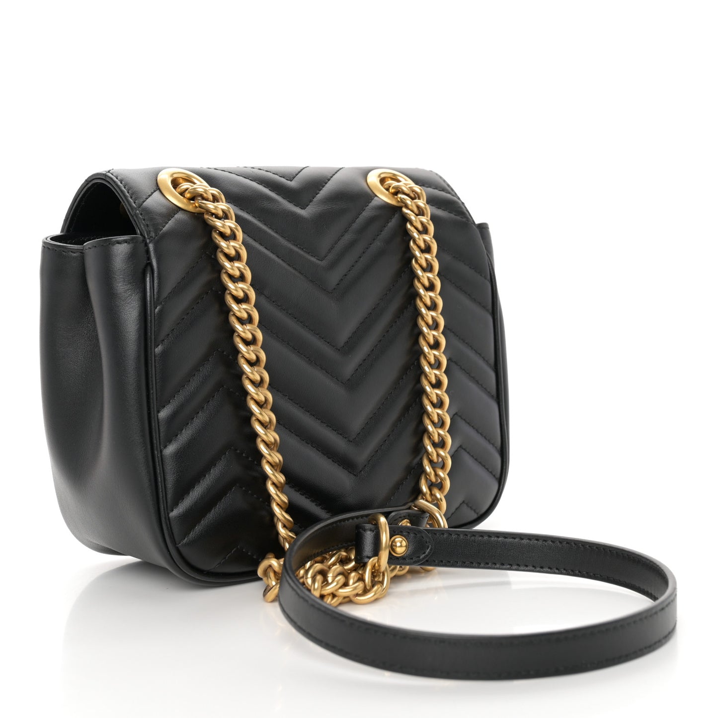 Calfskin Matelasse Mini GG Marmont Square Shoulder Bag Black