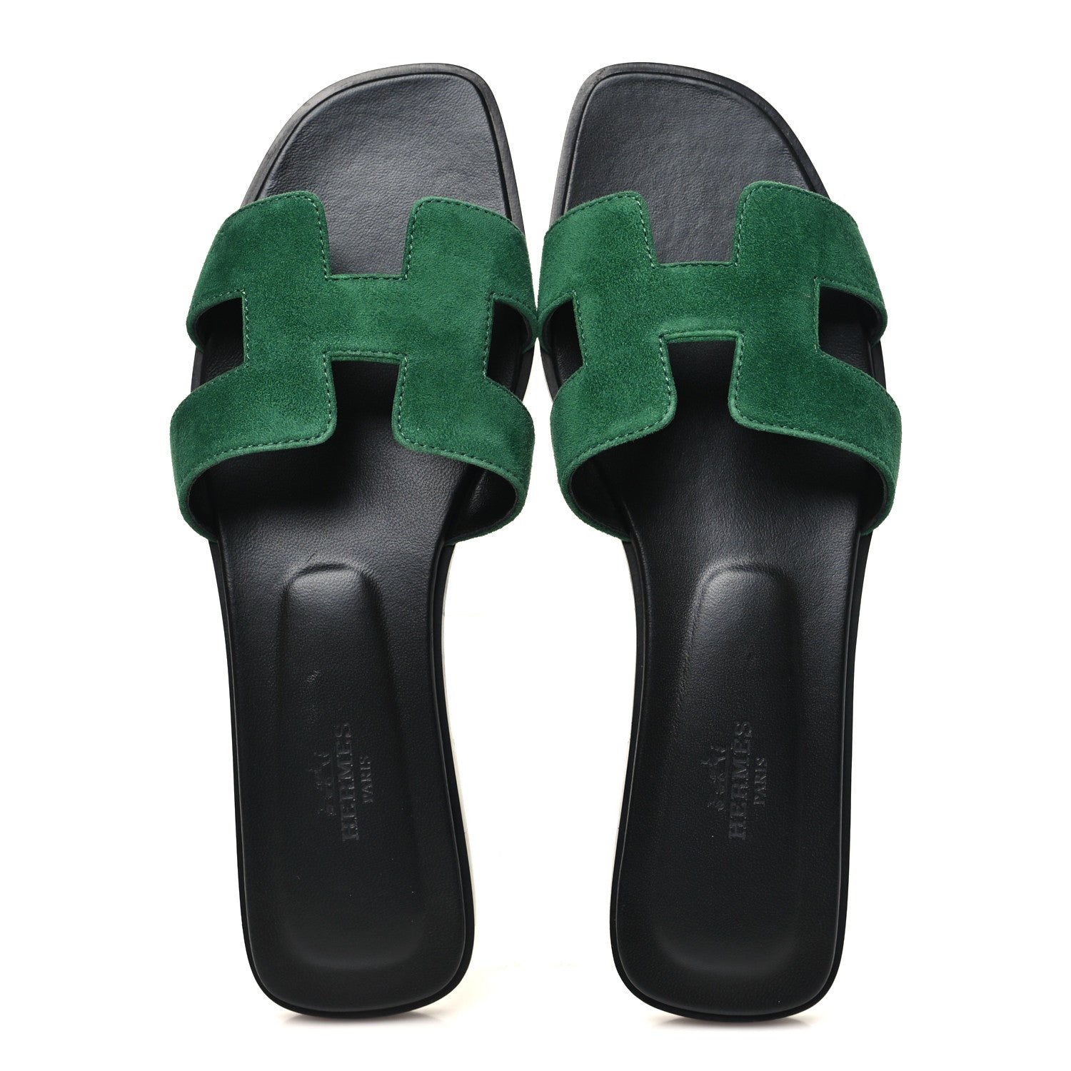 Hermes Suede Goatskin Oran Sandals 38.5 Vert Electrique 2 of 10