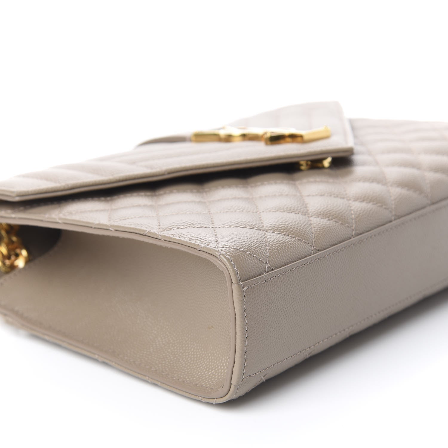 Saint Laurent Grain De Poudre Textured Mixed Matelasse Medium Triquilt Monogram Satchel Taupe 6 of 14