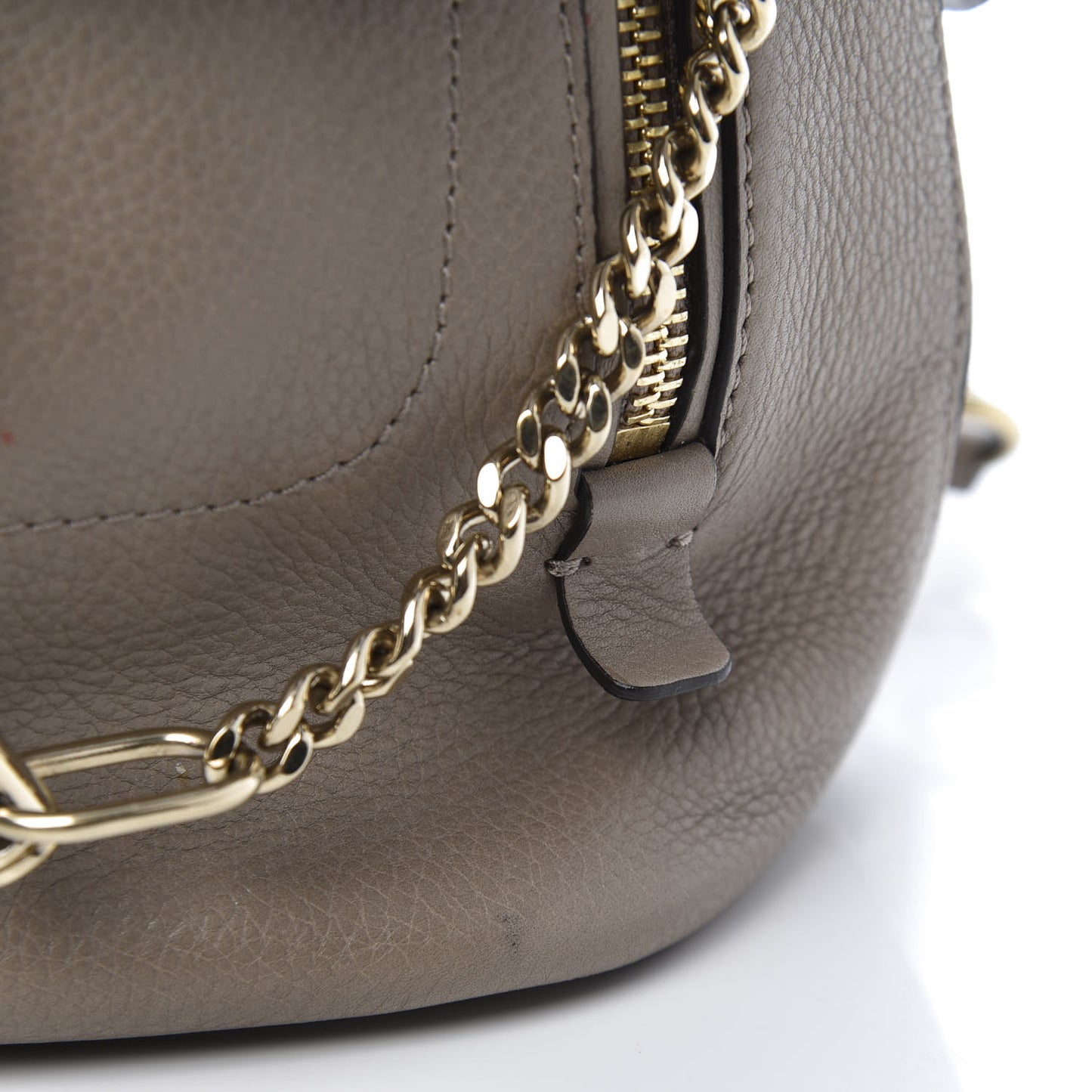 Suede Calfskin Small Faye Backpack Motty Grey