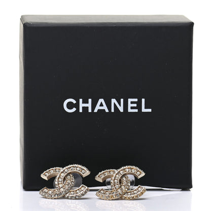 Chanel Crystal Pearl CC Earrings Gold 5 of 5