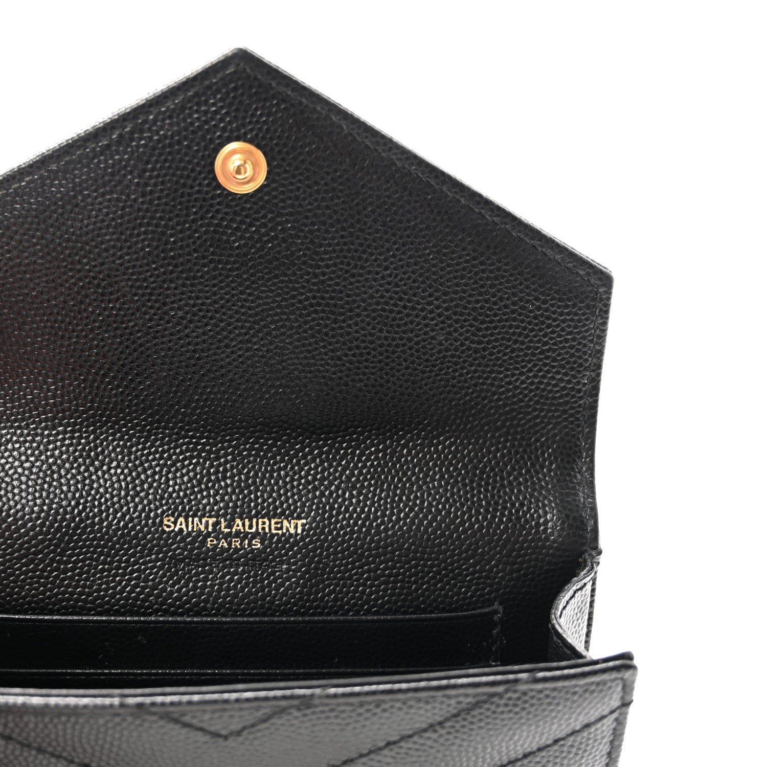 Saint Laurent Grain De Poudre Matelasse Chevron Small Monogram Envelope Wallet Black 6 of 6