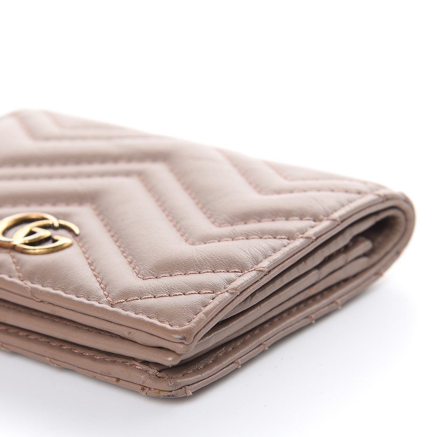 Gucci Calfskin Matelasse GG Marmont Card Case Porcelain Rose 9 of 11