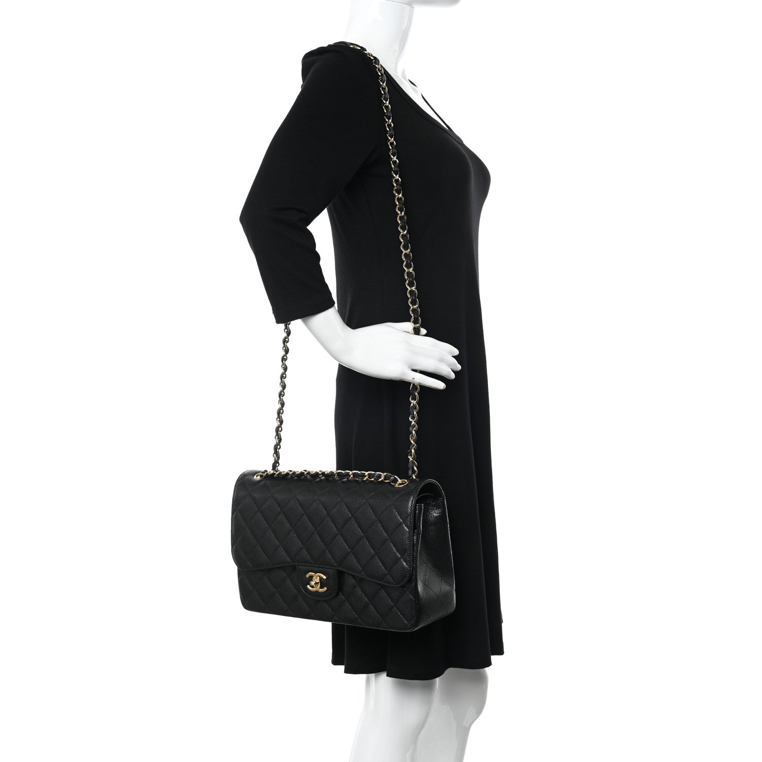 Chanel Caviar Quilted Jumbo Double Flap Black 2 of 10