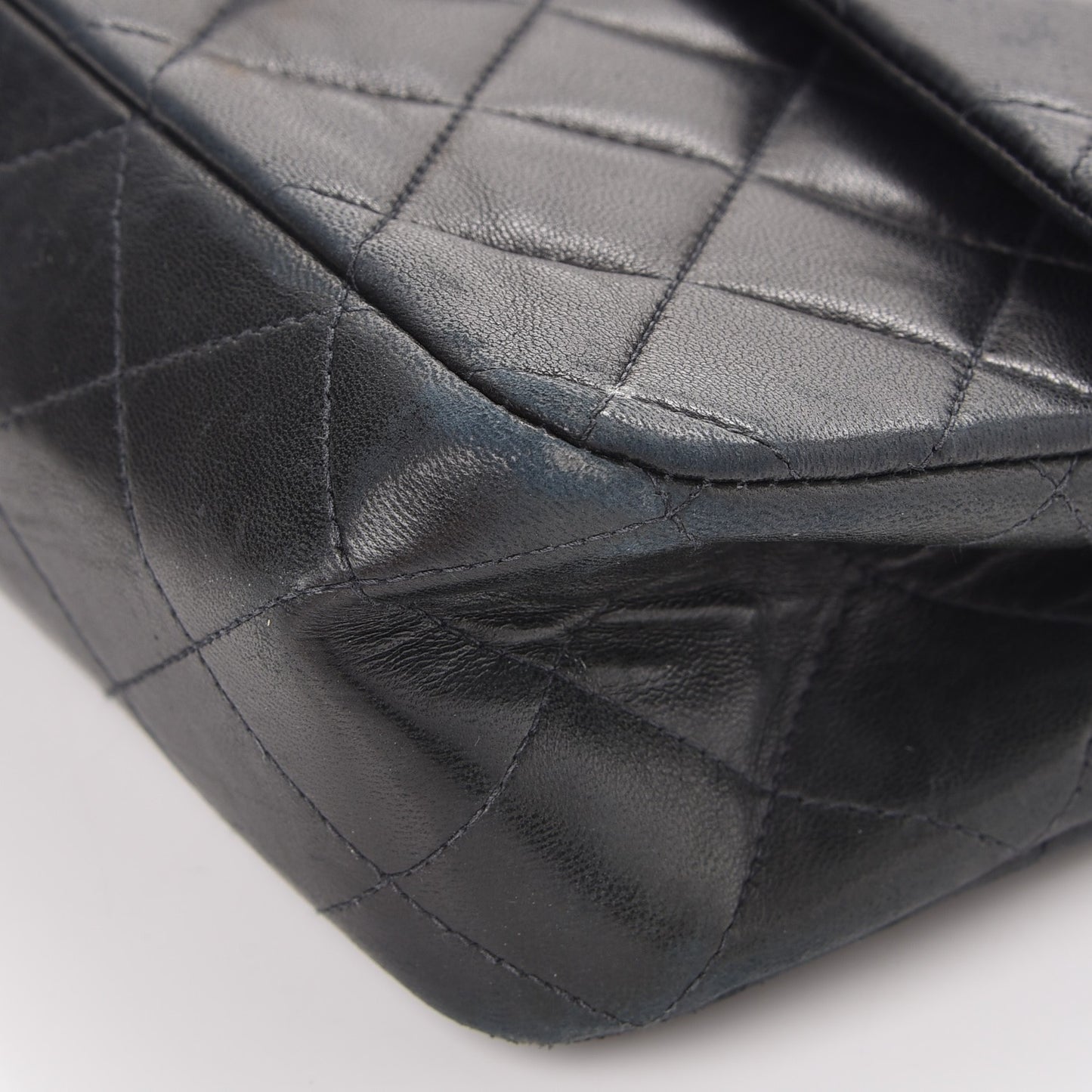 Lambskin Quilted Medium Double Flap Black