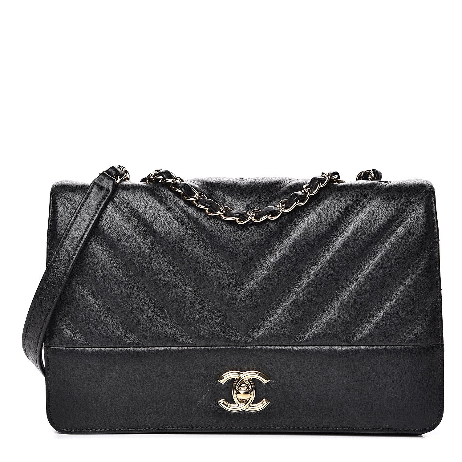Chanel Lambskin Chevron Quilted Flap Black 1 of 13