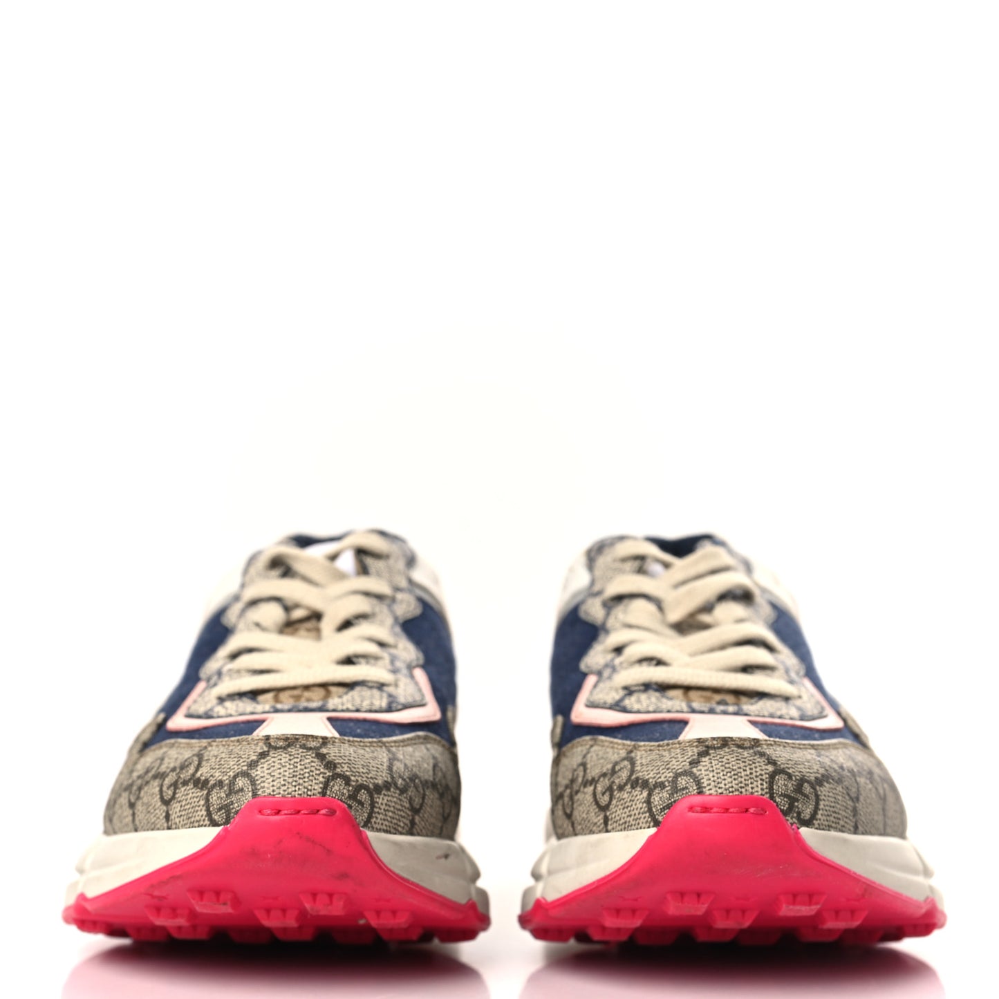 GG Supreme Monogram Mix Monogram Womens Rhyton Sneakers 38 London Blue Beige Pale Pink