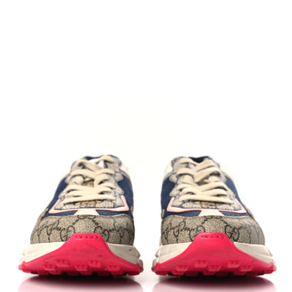 Gucci GG Supreme Monogram Mix Monogram Womens Rhyton Sneakers 38 London Blue Beige Pale Pink 2 of 9