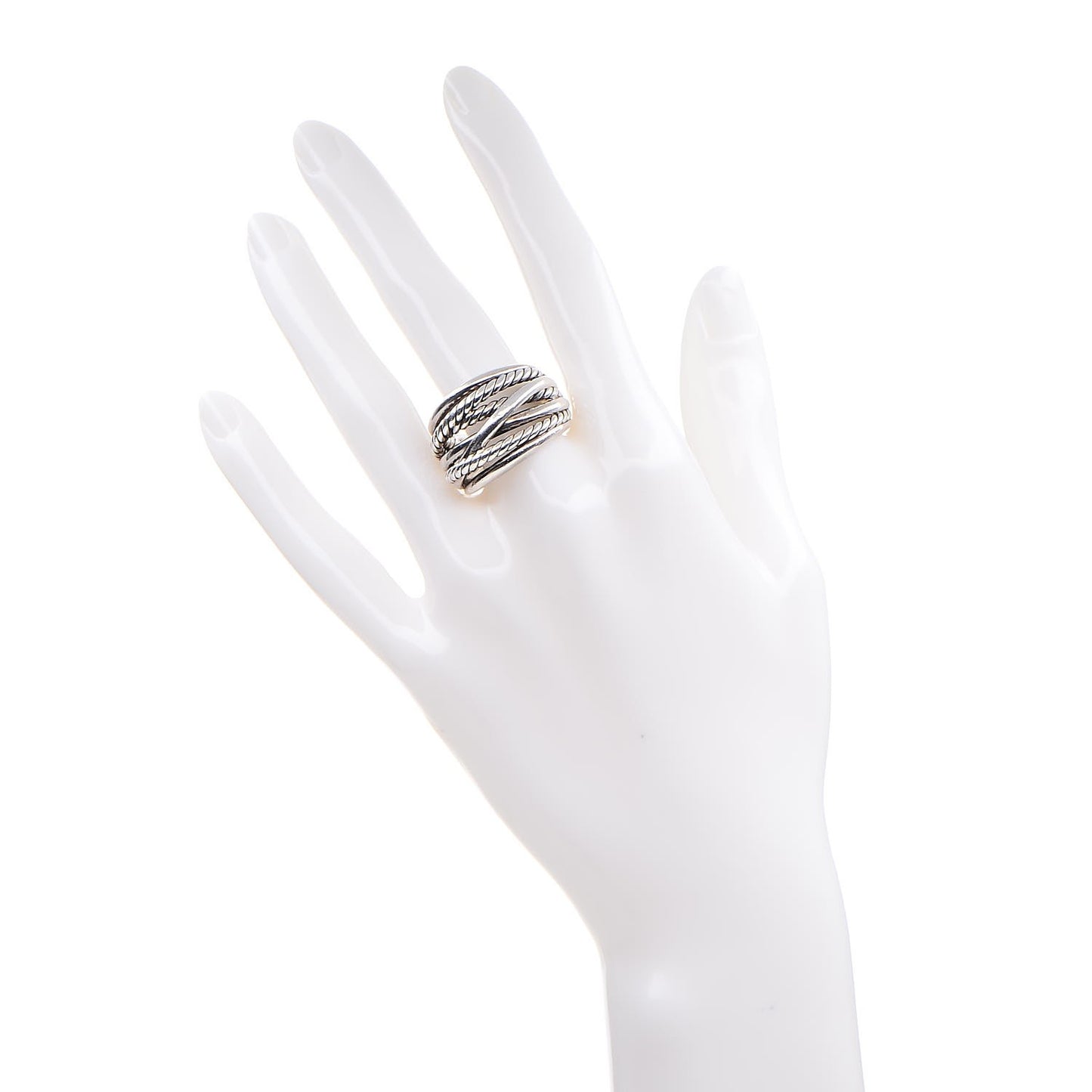 Sterling Silver 18mm Wide Crossover Cable Ring 57 8