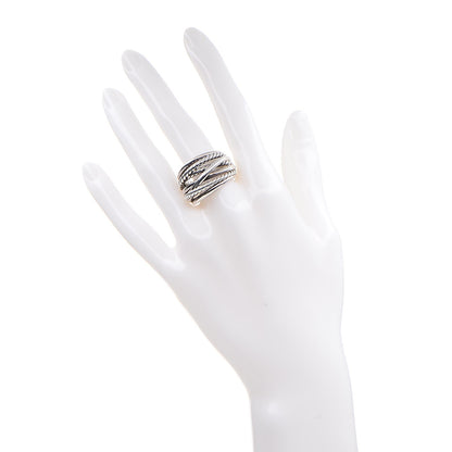 David Yurman Sterling Silver 18mm Wide Crossover Cable Ring 57 8 2 of 5