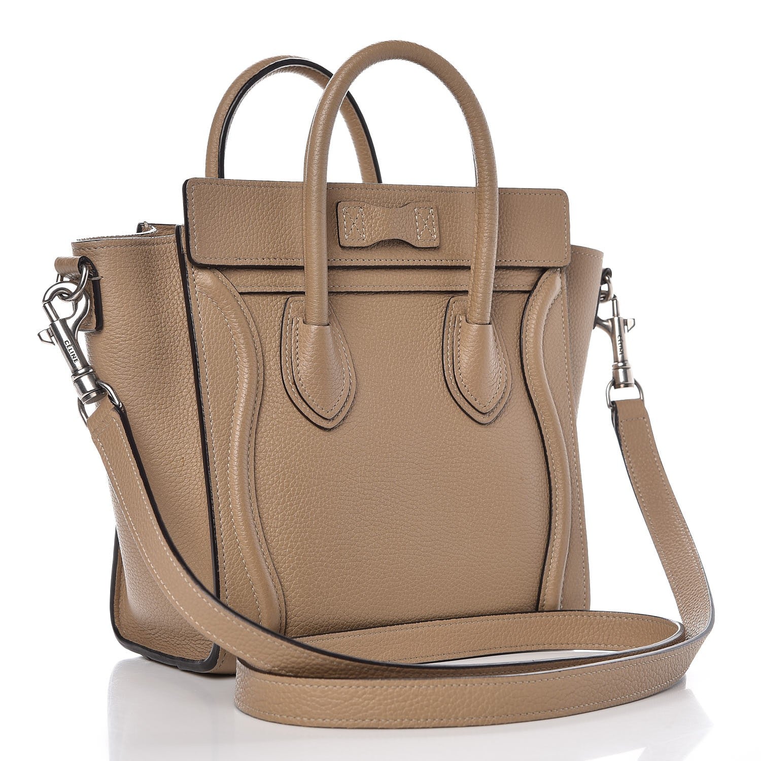 Celine Drummed Calfskin Nano Luggage Dune 3 of 9