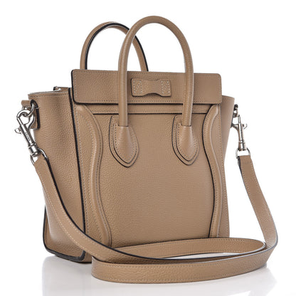 Celine Drummed Calfskin Nano Luggage Dune 3 of 9