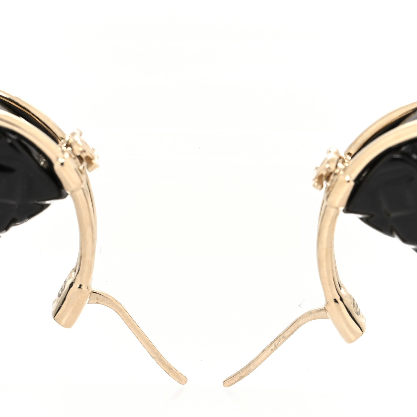 Metal Resin Quilted Flap Bag Hoop Earrings Black Gold