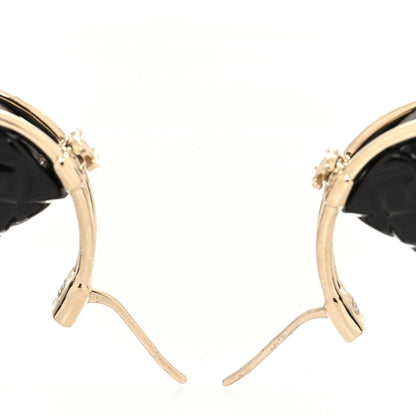 Chanel Metal Resin Quilted Flap Bag Hoop Earrings Black Gold 3 of 4