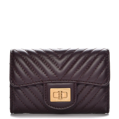 Chanel Aged Calfskin Chevron Quilted Small Reissue Flap Wallet Burgundy 1 of 9