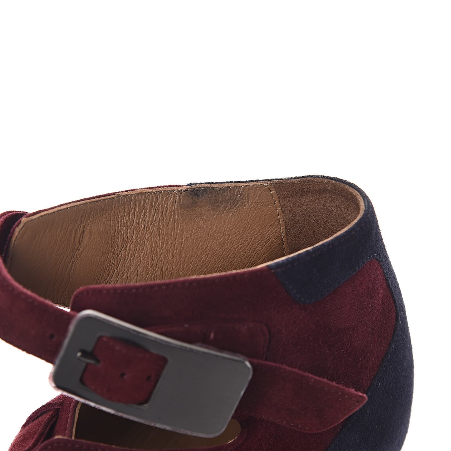 Suede Goatskin Fusion Ankle Boots 38.5 Marine Bourgogne