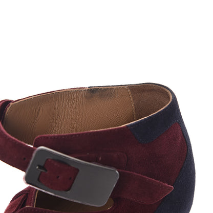 Hermes Suede Goatskin Fusion Ankle Boots 38.5 Marine Bourgogne 5 of 9