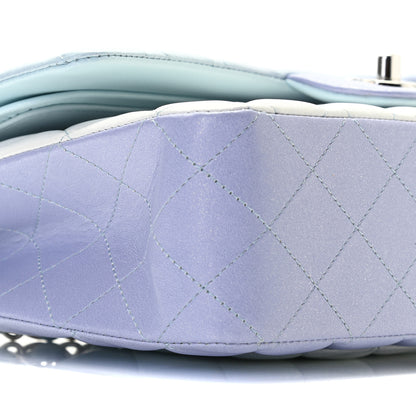 Chanel Perforated Lambskin Quilted Medium Double Flap Light Blue Light Purple White 5 of 19