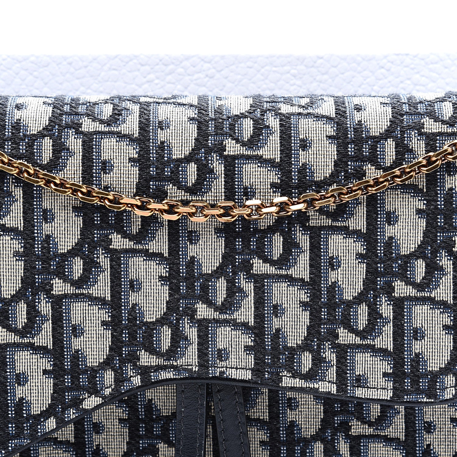 Christian Dior Oblique Saddle Chain Pouch Blue 8 of 9