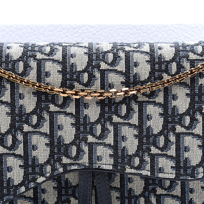 Christian Dior Oblique Saddle Chain Pouch Blue 8 of 9