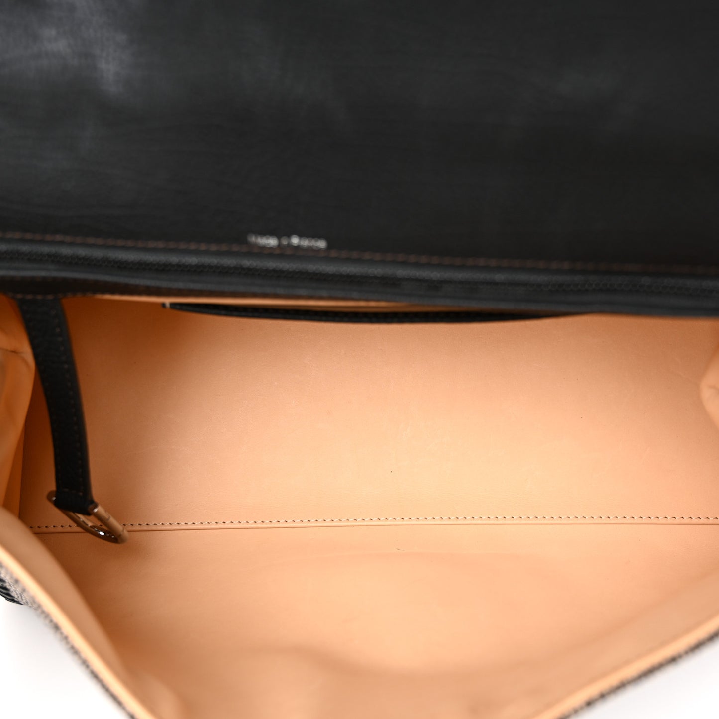 Grained Calfskin Tribal Stitch Brillant East West Satchel Ebene Ivory Black
