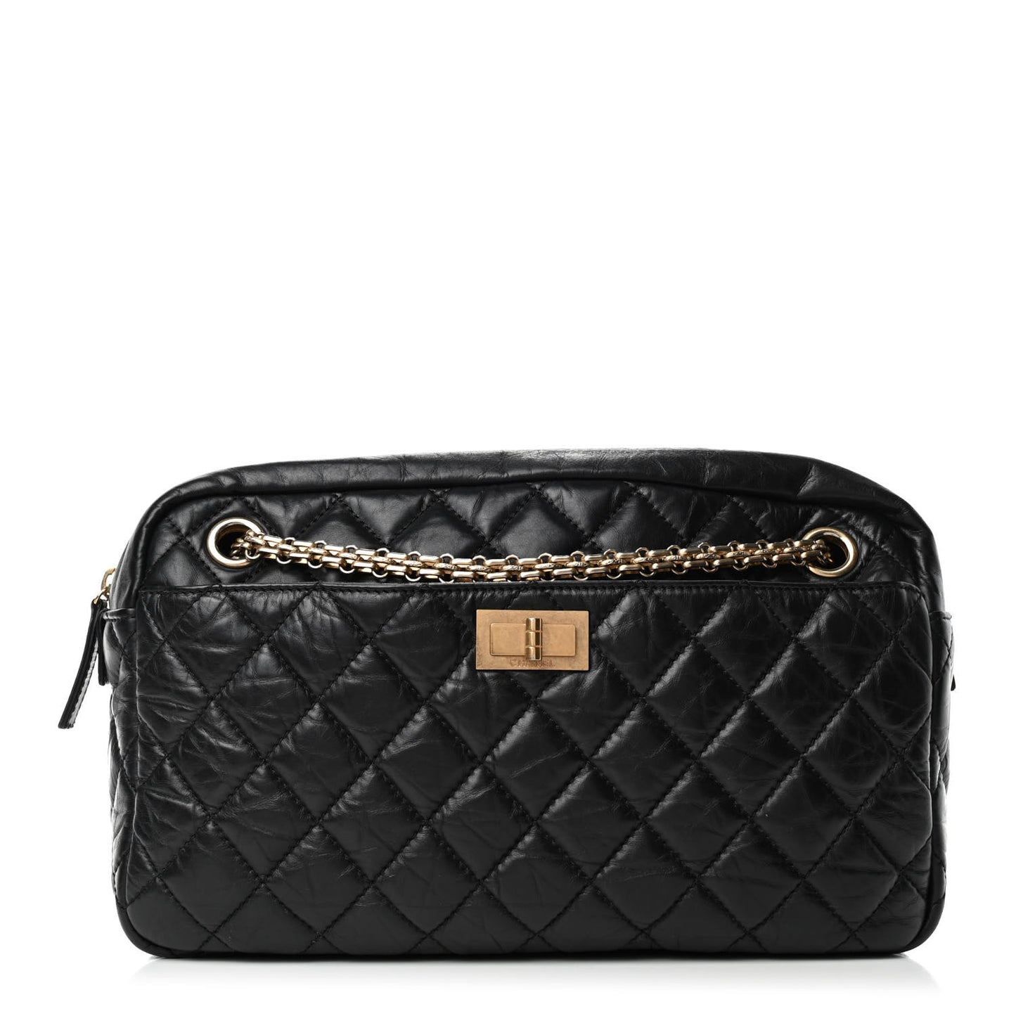 Aged Calfskin Quilted Medium Reissue Camera Case Black