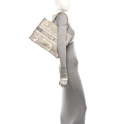 Christian Dior Canvas Embroidered Medium Dioriviera Toile De Jouy Book Tote Gray 2 of 13