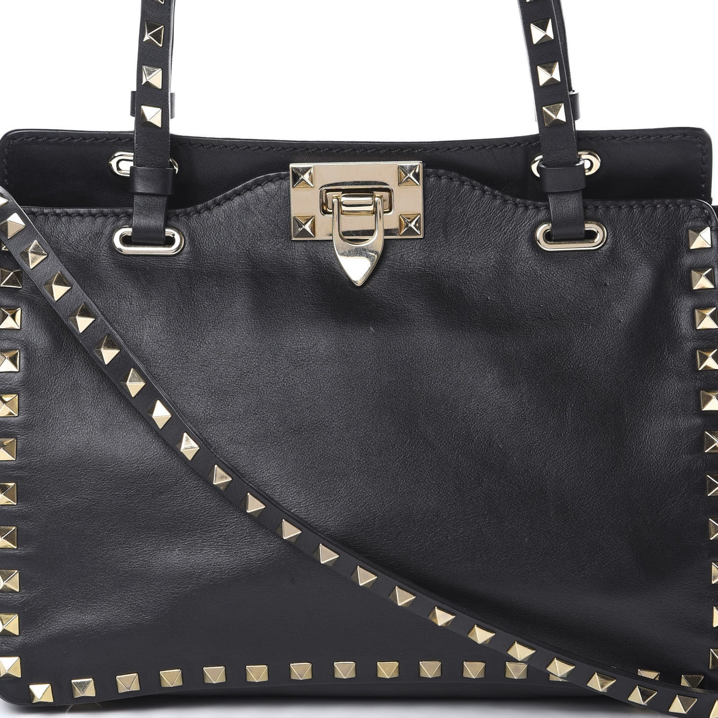Vitello Small Rockstud Tote Black