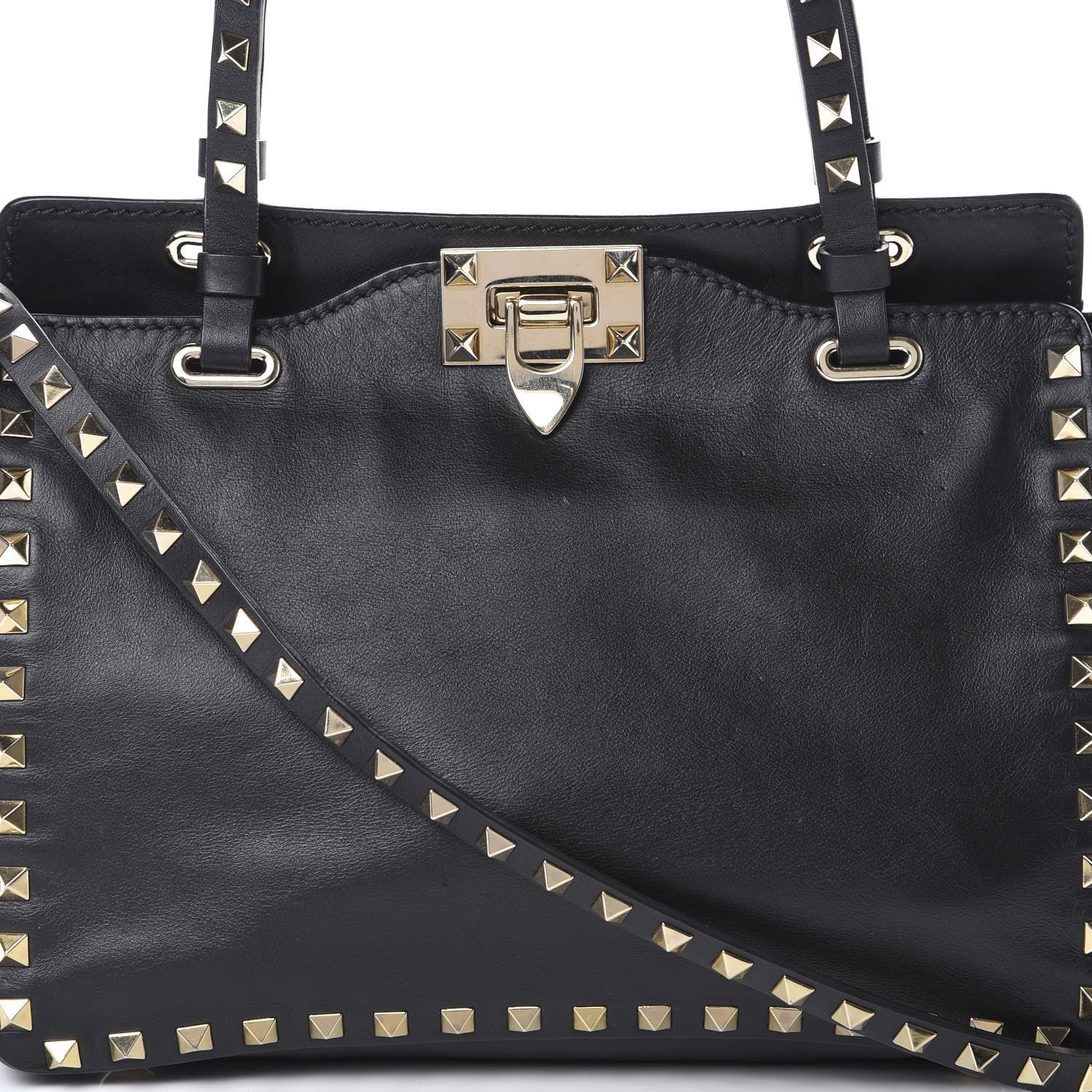 Valentino Garavani Vitello Small Rockstud Tote Black 7 of 15