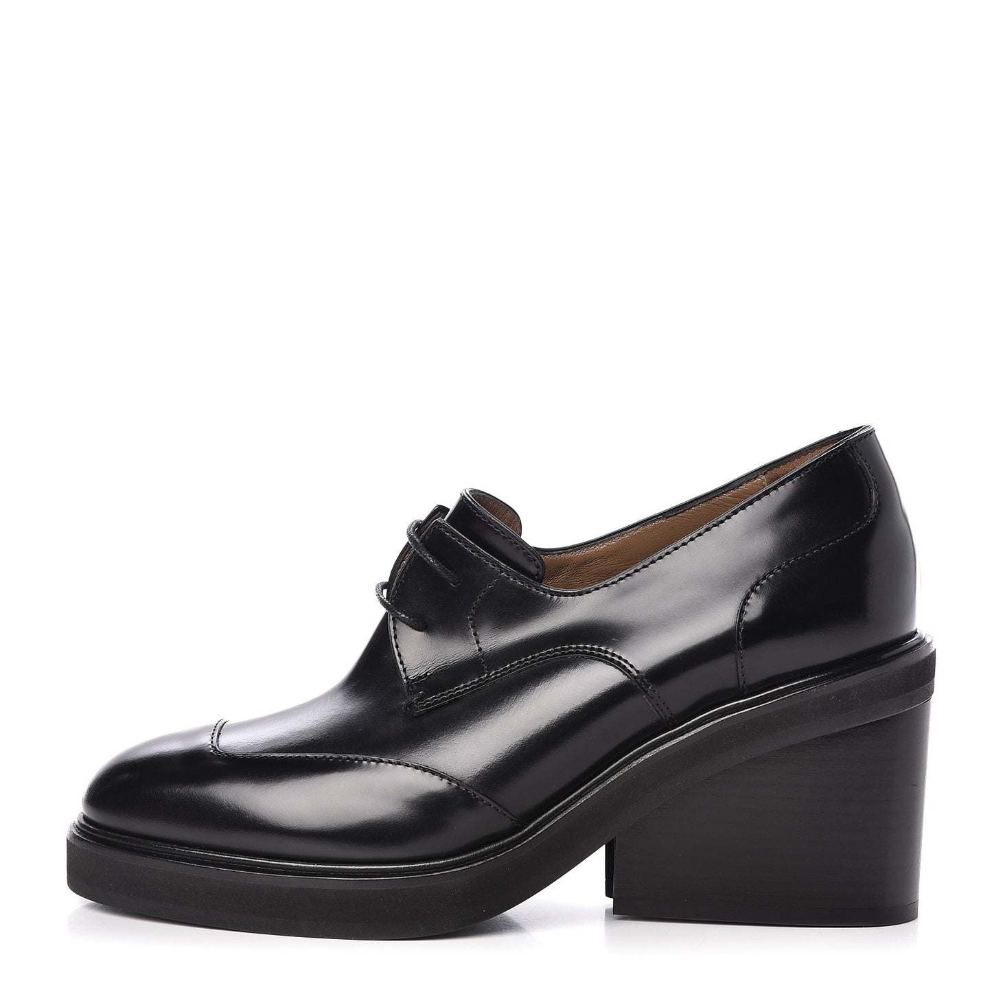 Tuscan Calfskin Nadege 70 Derby Pumps 37 Black