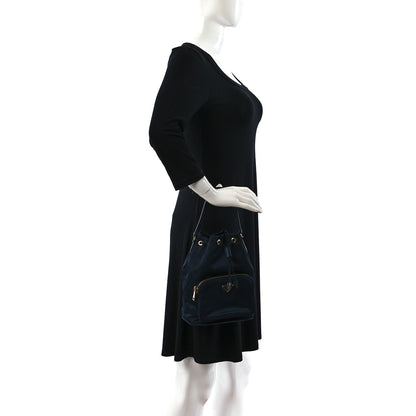 Prada Saffiano Tessuto Nylon Mini Bucket Crossbody Bag Navy 2 of 9