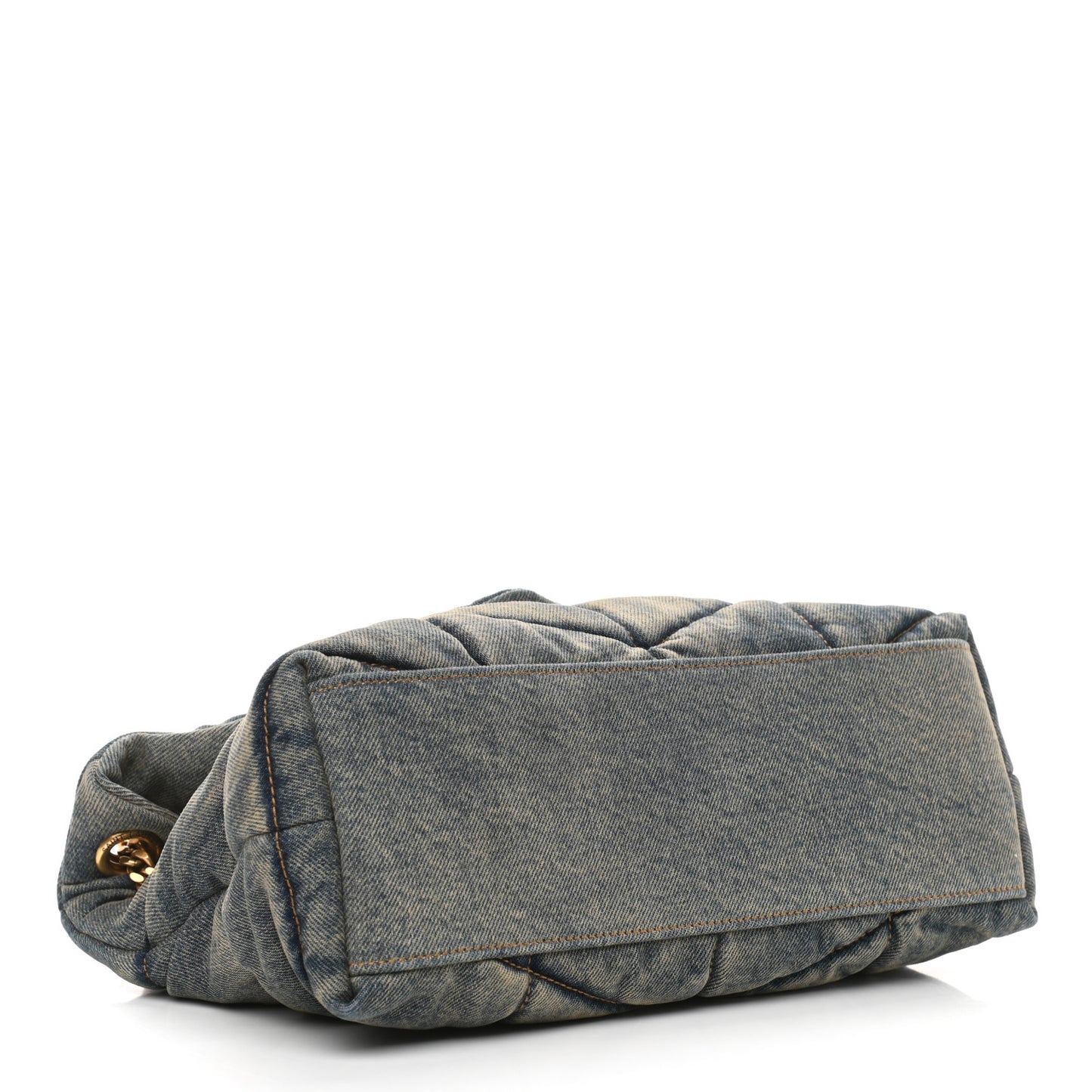 Denim Quilted Small Loulou Puffer Monogram Chain Satchel Blue Cinnamon