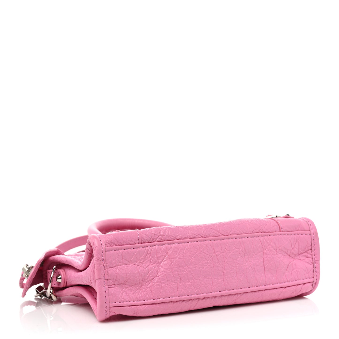 Agneau Arena Classic Silver Hardware Nano City Logo Strap Baby Pink Black