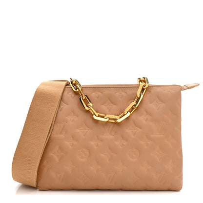 Louis Vuitton Lambskin Embossed Monogram Coussin PM Camel 1 of 12