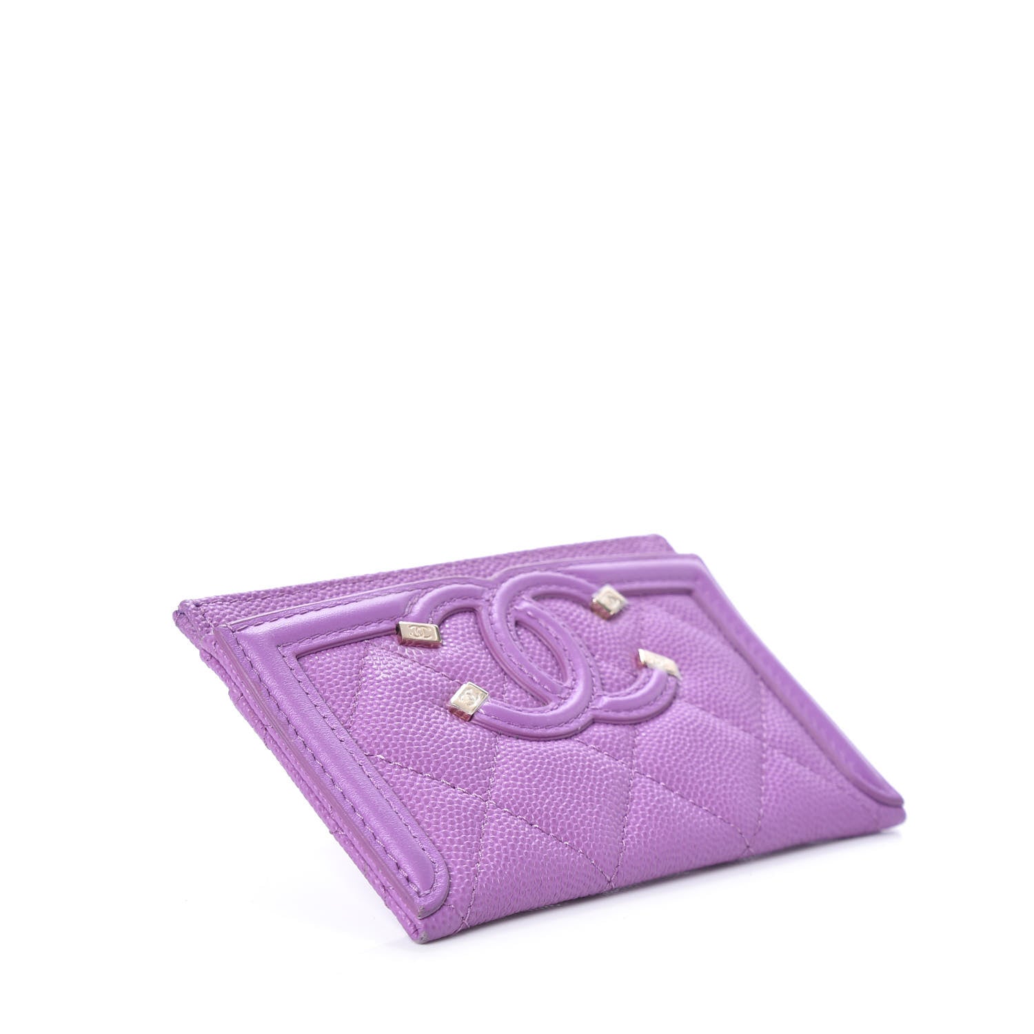 Chanel Caviar Quilted Filigree Card Holder Purple 4 of 8