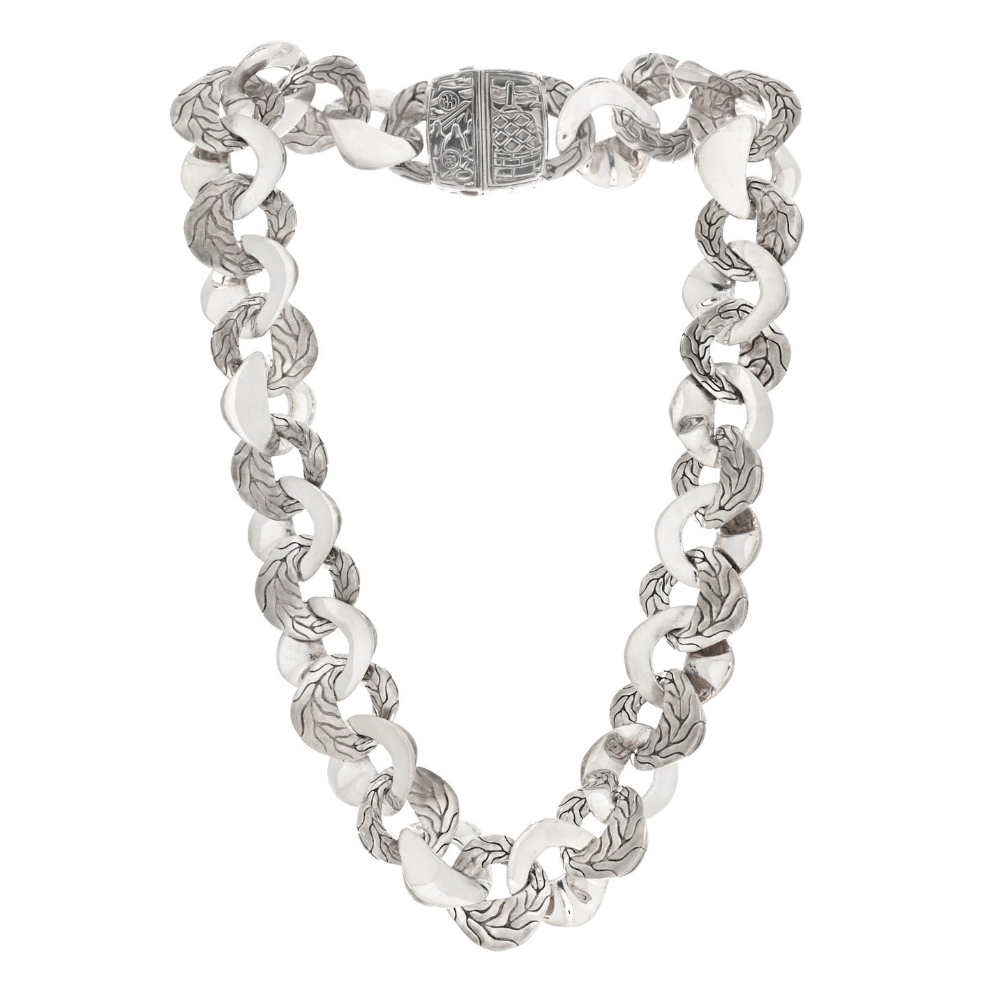 Sterling Silver White Topaz Kali Lava Large Chain Necklace