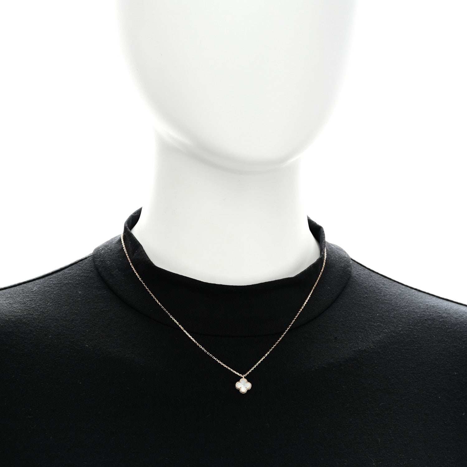 Van Cleef & Arpels 18K Yellow Gold Mother of Pearl Sweet Alhambra Pendant Necklace 2 of 6