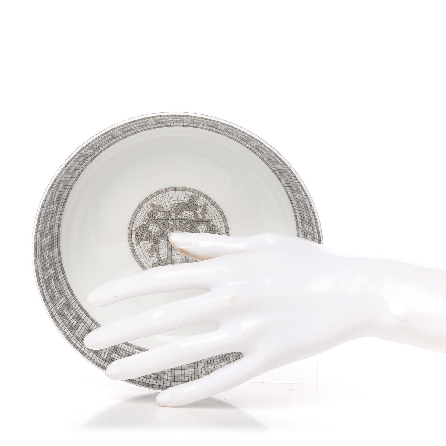 Hermes Porcelain Mosaique Au 24 Platine Cereal Bowl Set of 2 3 of 6