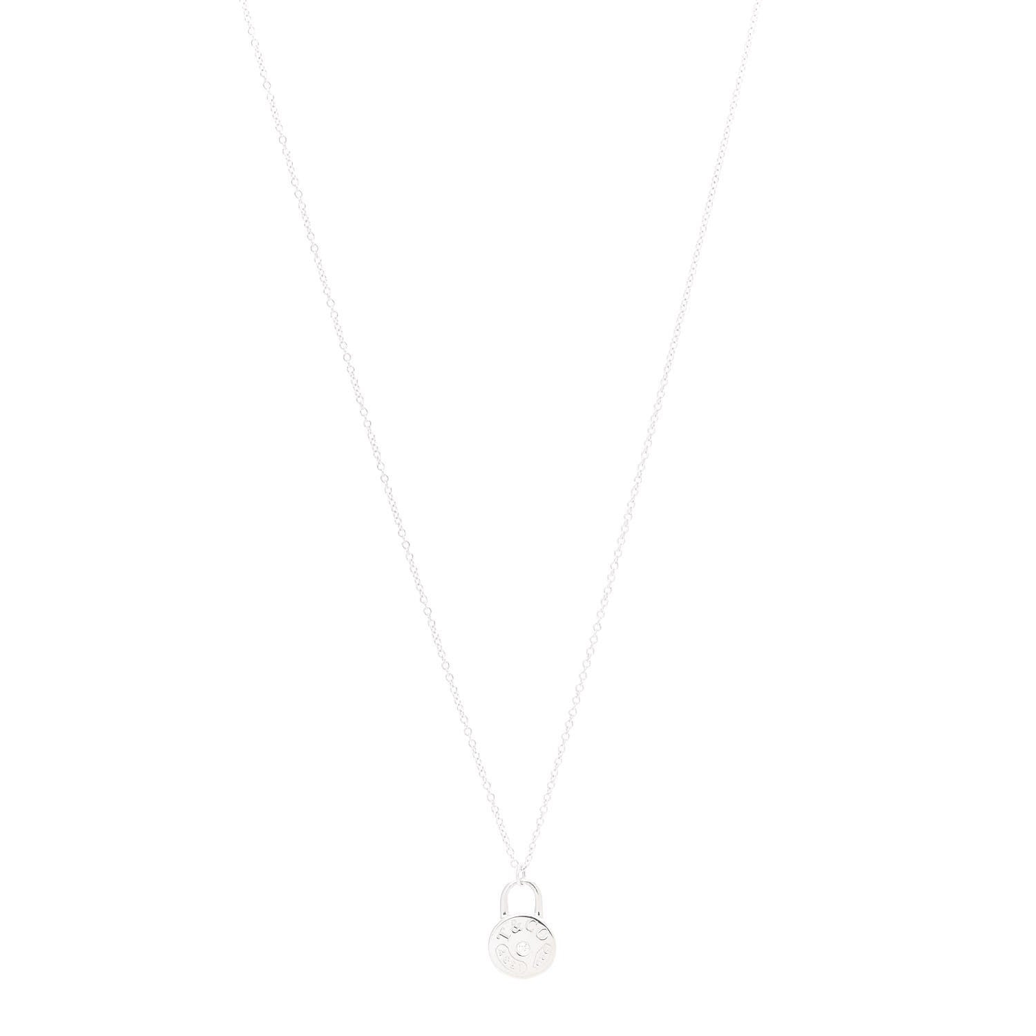 Tiffany Sterling Silver Diamond 1837 Circle Lock Necklace 1 of 5