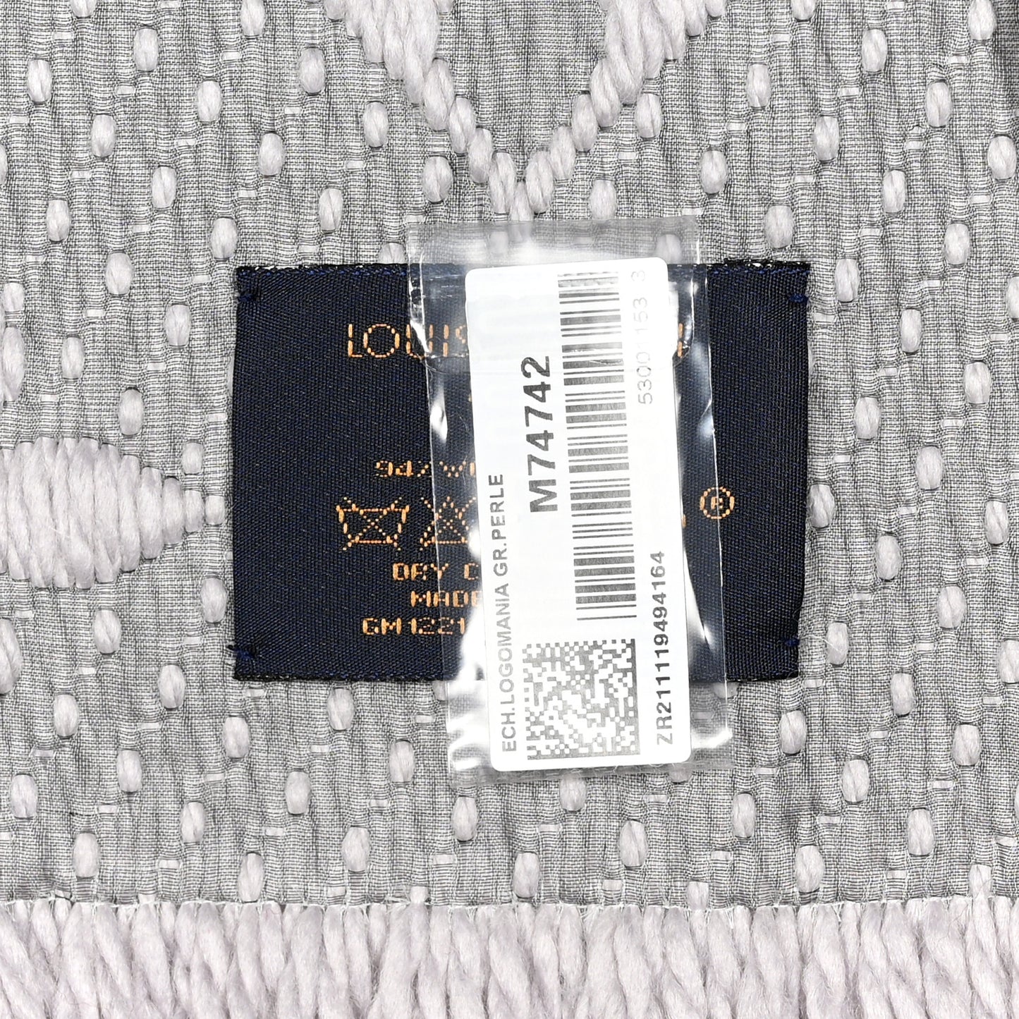 Wool Silk Logomania Scarf Pearl Grey
