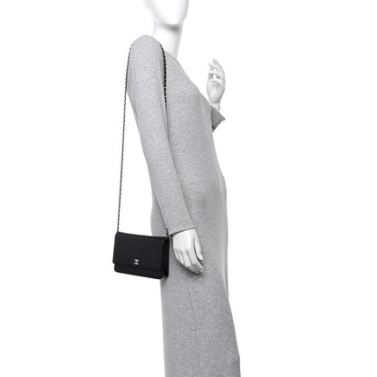 Chanel Lambskin Camellia Embossed Wallet on Chain WOC 2 of 15