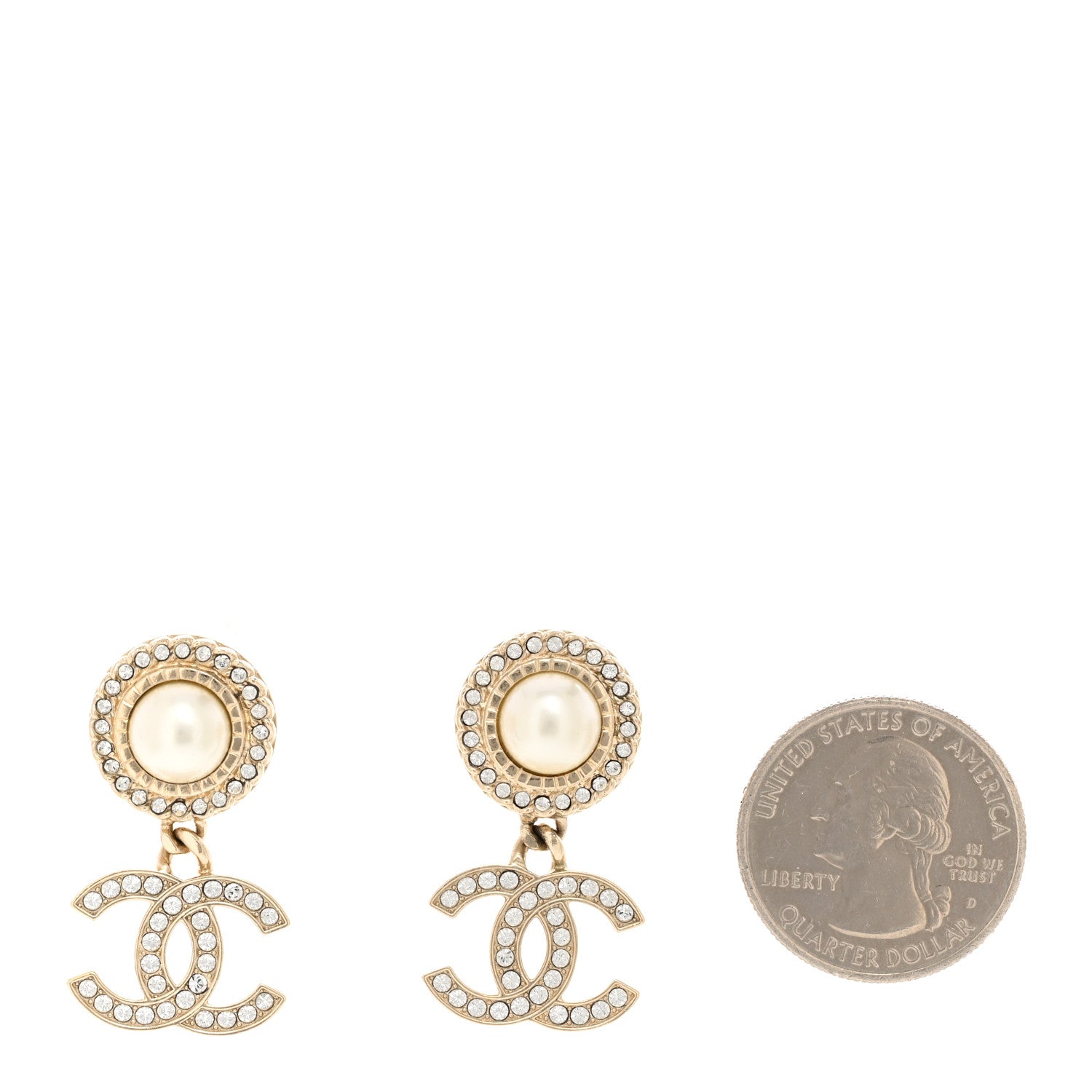 Chanel Crystal Pearl Bow-tiful CC Drop Earrings Gold 2 of 4