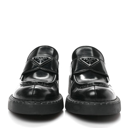 Prada Spazzolato Metal Triangle Logo 50mm Loafers 36.5 Black 2 of 8