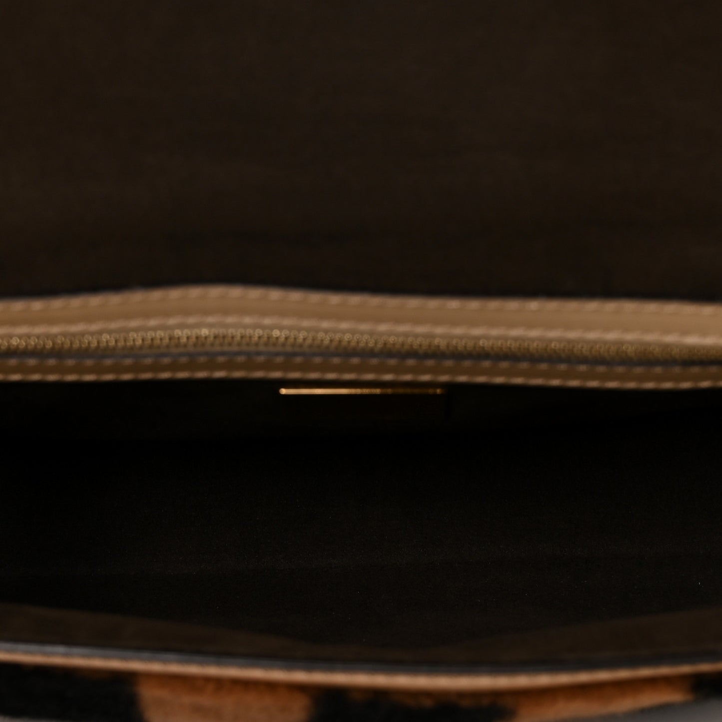 Shearling Vitello Vernice Mou Pequin Striped Baguette Tobacco Black Tortora