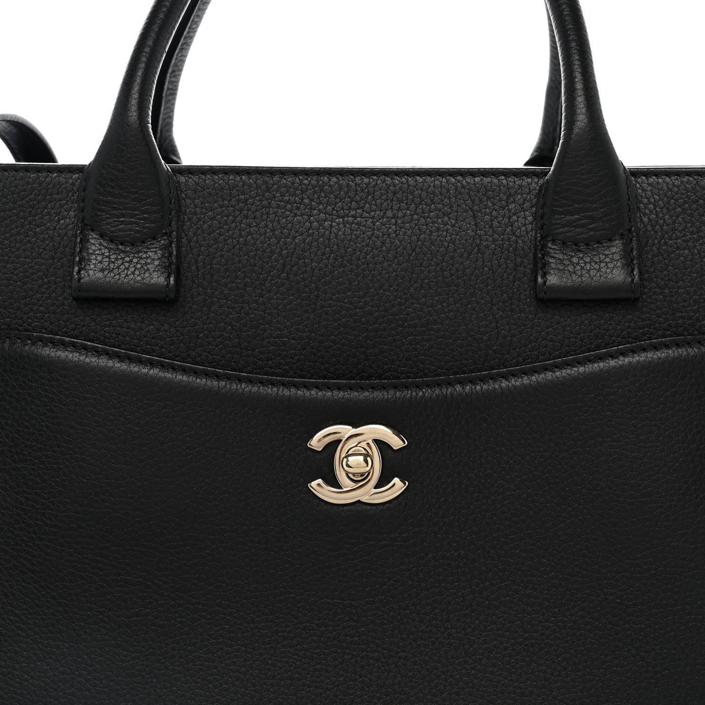 Grained Calfskin Small Neo Executive Shopper Tote Black