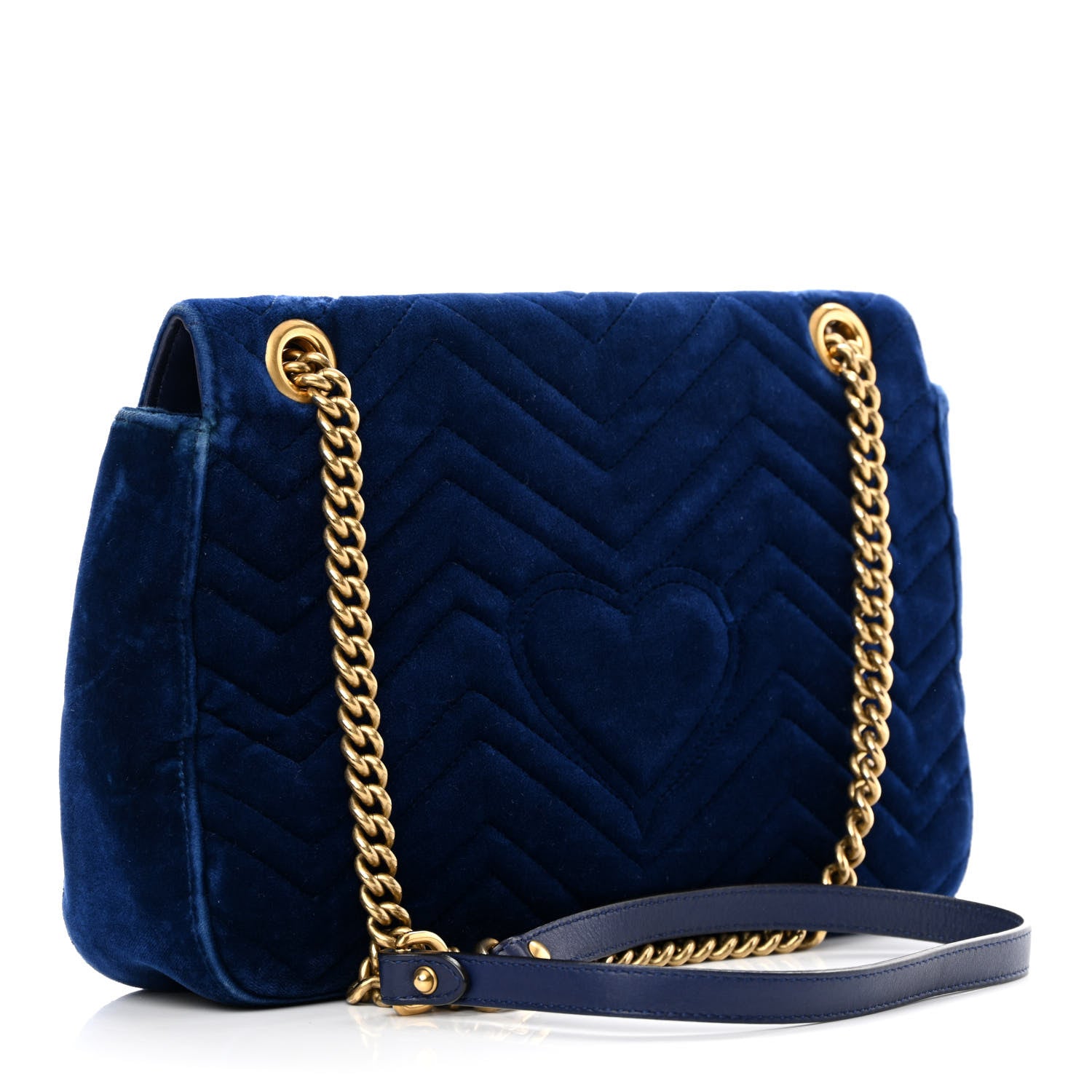 Gucci Velvet Matelasse Medium GG Marmont Shoulder Bag Cobalt Blue 3 of 23