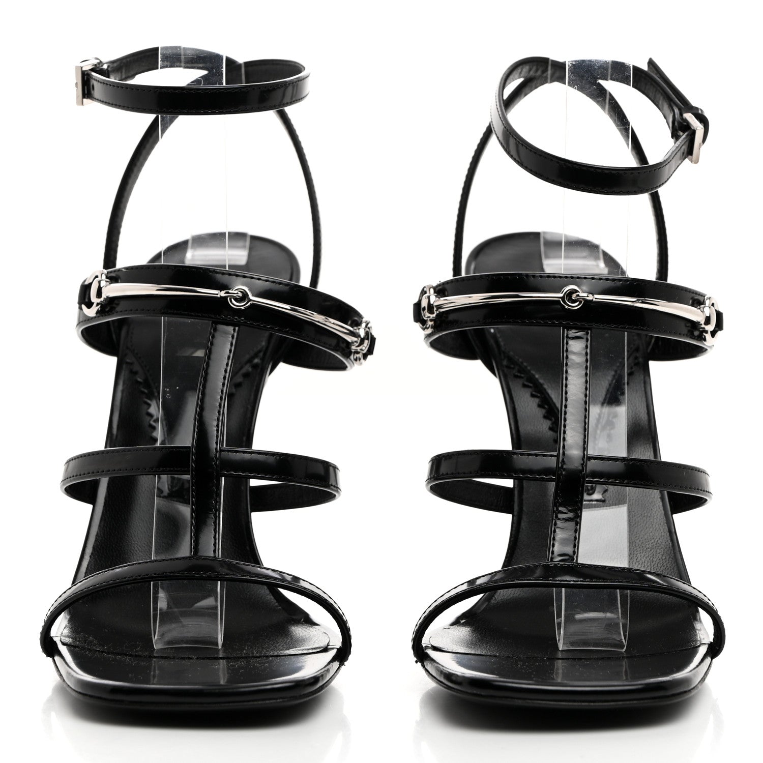 Gucci Nappa Regent Strappy Horsebit Sandals 37 Black 2 of 8