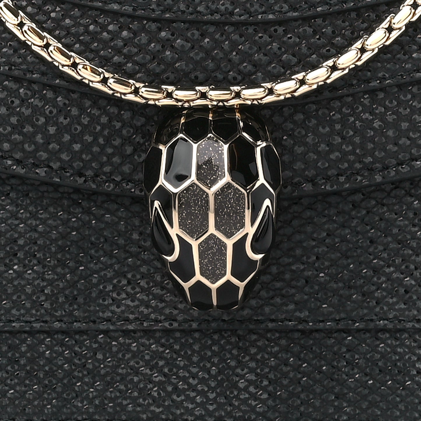 Metallic Karung Serpenti Forever Shoulder Bag Black