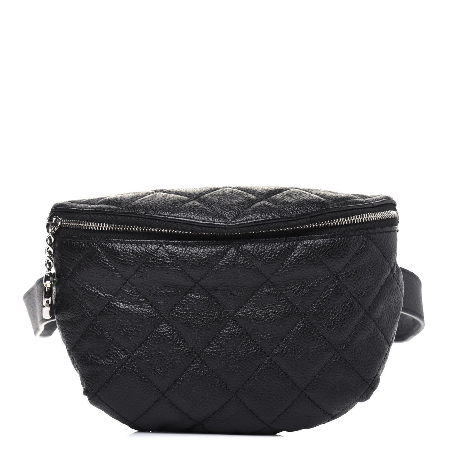 Grained Calfskin Quilted Waist Belt Bag Black